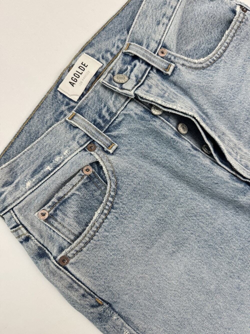 AGOLDE 90's Pinch Waist High Rise Jeans Womens 24 Light Blue Button Fly